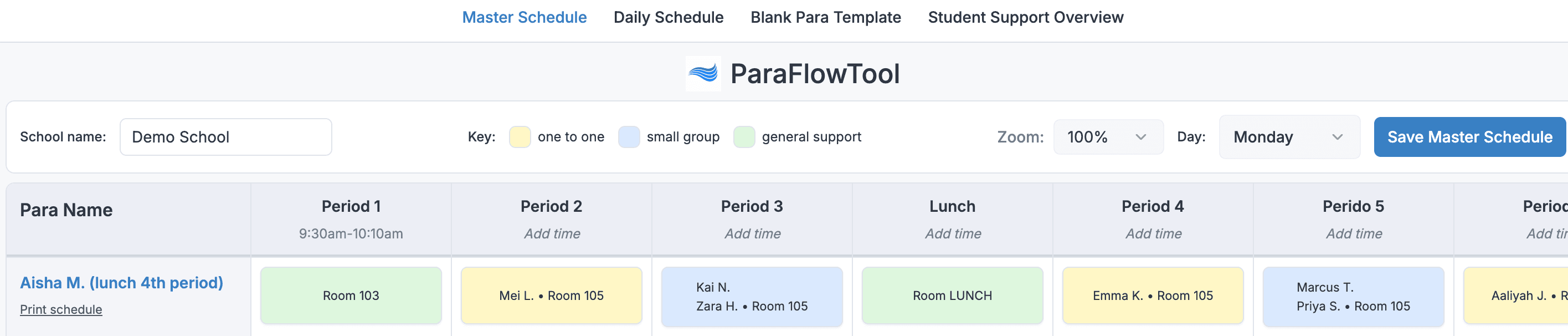 ParaFlowTool scheduling dashboard